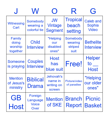 JW Broadcast Bingo Card