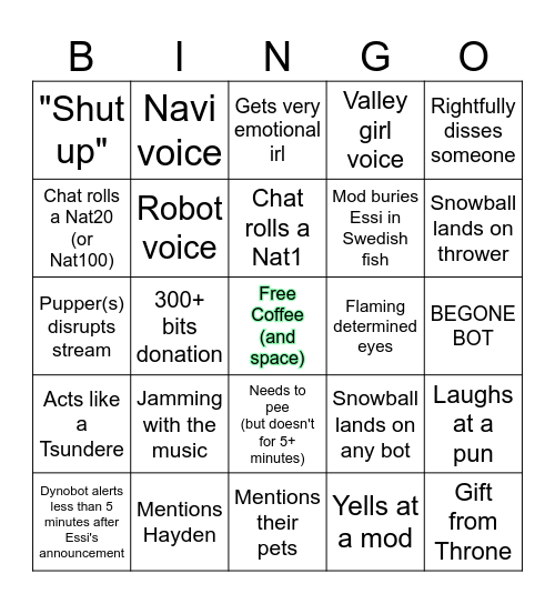 Typical EssiTV Stream Bingo v1.1 Bingo Card