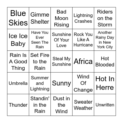 Weather Radar Bingo Card