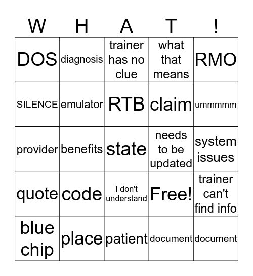 TRAINING Bingo Card