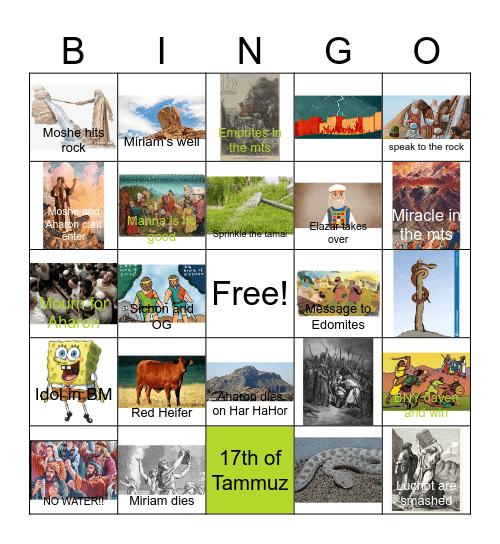 PARSHAT CHUKAT Bingo Card