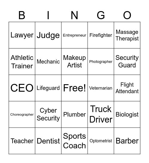 Career Bingo Card