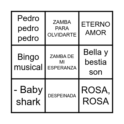 BINGO MUSICAL Bingo Card
