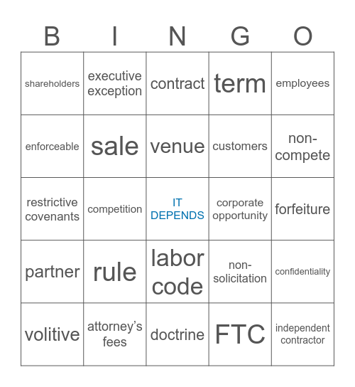 Payne & Fears Bingo Card