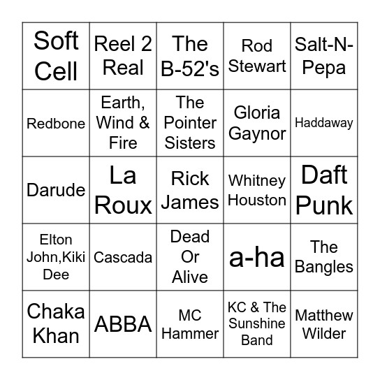 Dance Through The Decades Bingo Card Dance through the decades bingo card