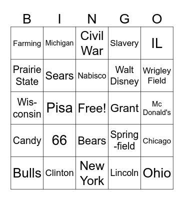 Illinois Trivia Bingo Card