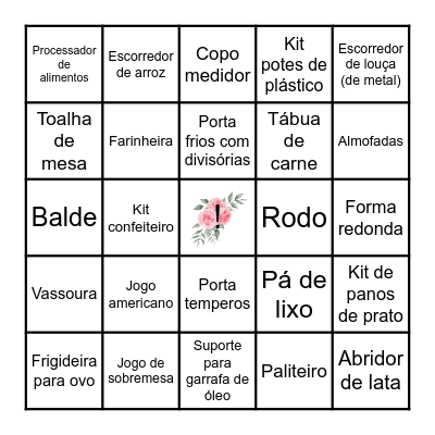 Chá de Cozinha - Julia e Leonardo Bingo Card