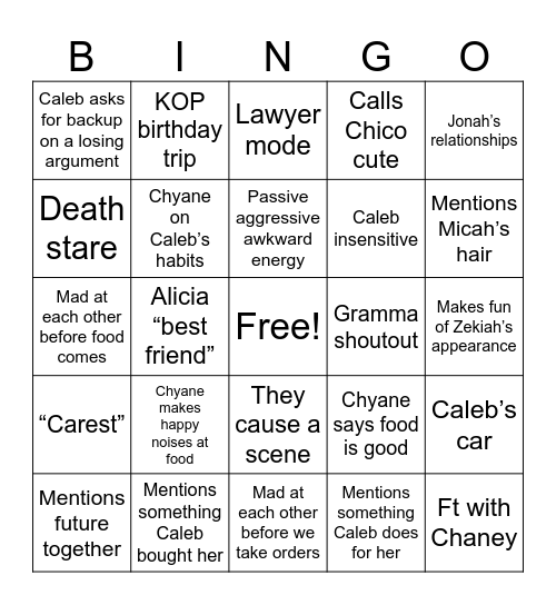 Double Date 👅 Bingo Card