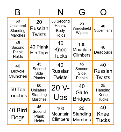 Core Bingo Card