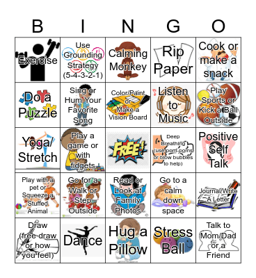 Coping Skills Bingo Card