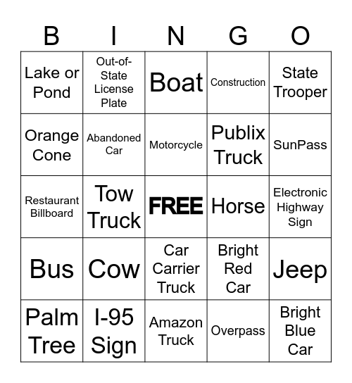 Camp Orlando // Bus Bingo Card