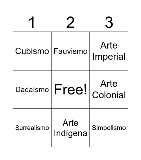 Movimentos Artísticos Bingo Card