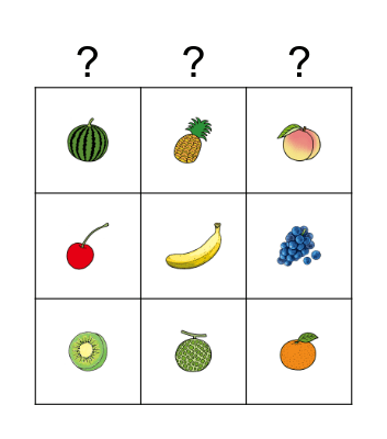 What fruit do you like? Bingo Card