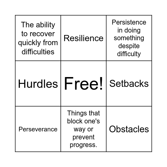 Unit 4 Bingo Card