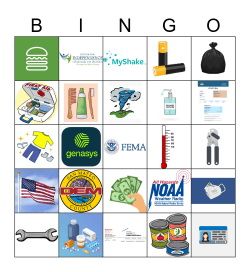 Disaster Readiness Bingo Card