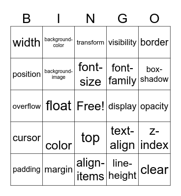 CSS Bingo Card