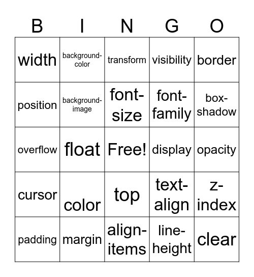 CSS Bingo Card