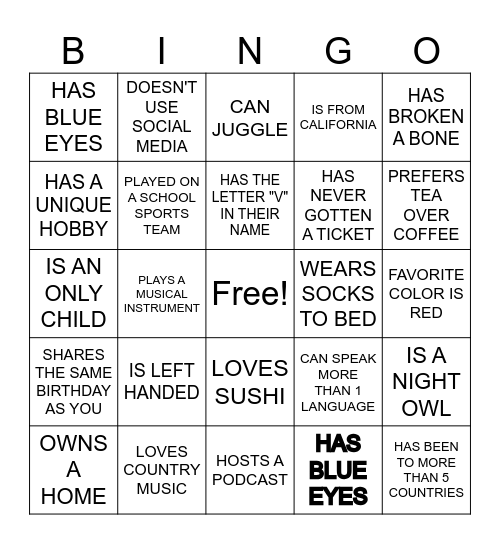 FIND SOMEONE WHO.. Bingo Card