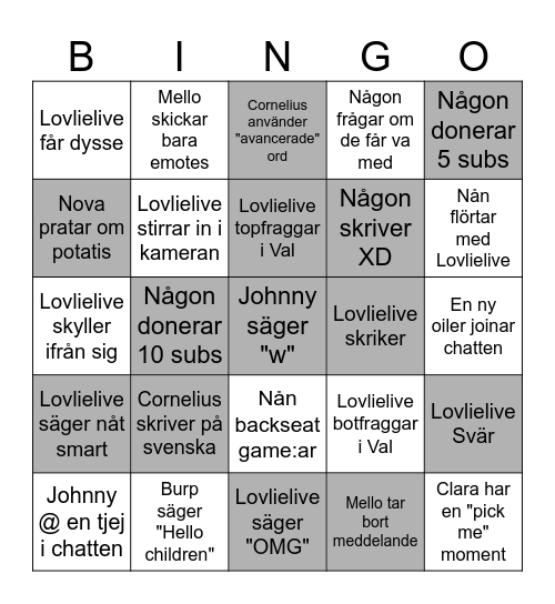 Lovlielive Bingo Card