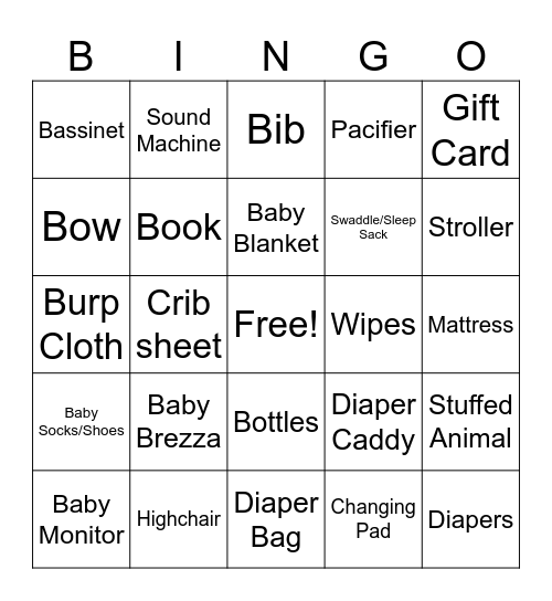 Baby Morford Bingo Card