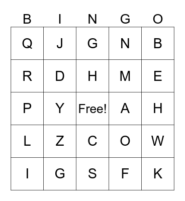 ALPHABET BINGO Card