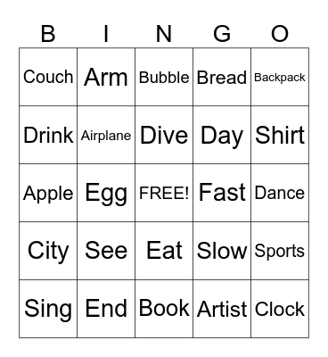 Letter of the Day Bingo Card