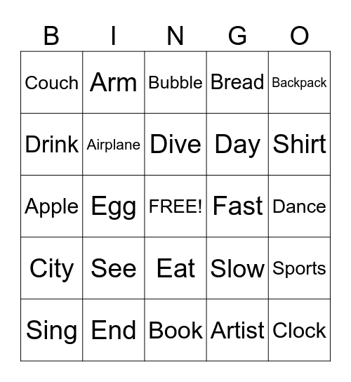 Letter of the Day Bingo Card