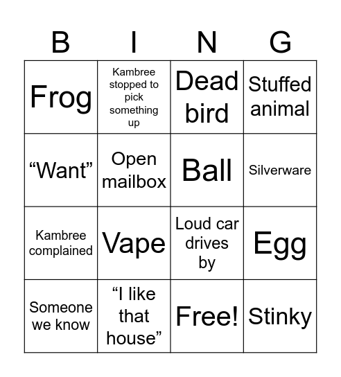 Walking bingo Card