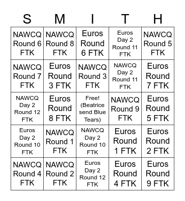 NAWCQ + Euros Format Bingo Card