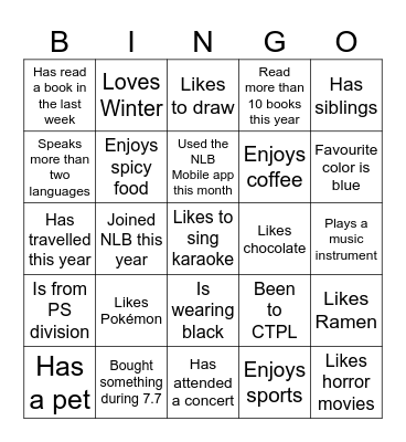 Get To Know You Bingo! Bingo Card