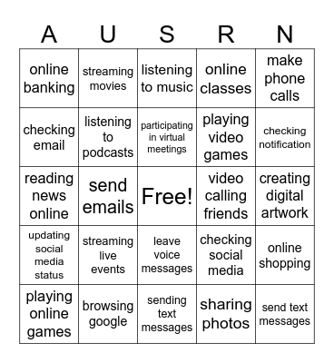Adverb Bingo Card