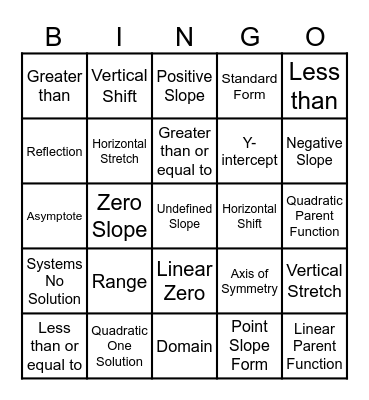 Vocabulary Bingo Card