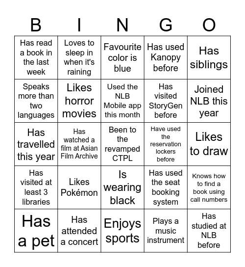 It's Bingo Time! Bingo Card