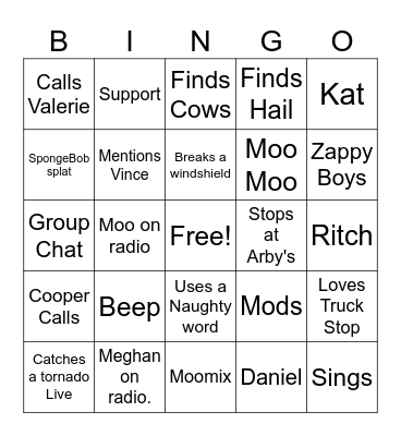 Brandon Chase Bingo Card