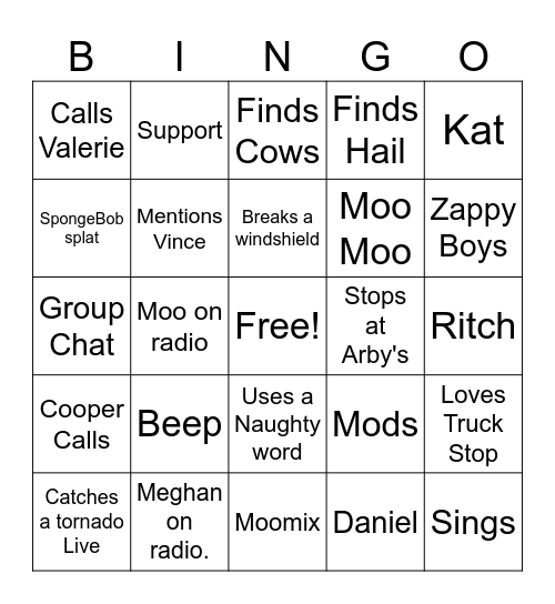 Brandon Chase Bingo Card