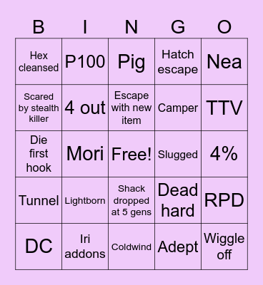 Dbd Bingo Card