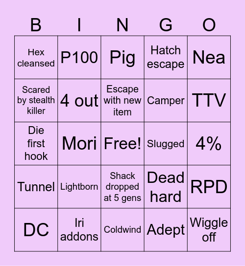 Dbd Bingo Card