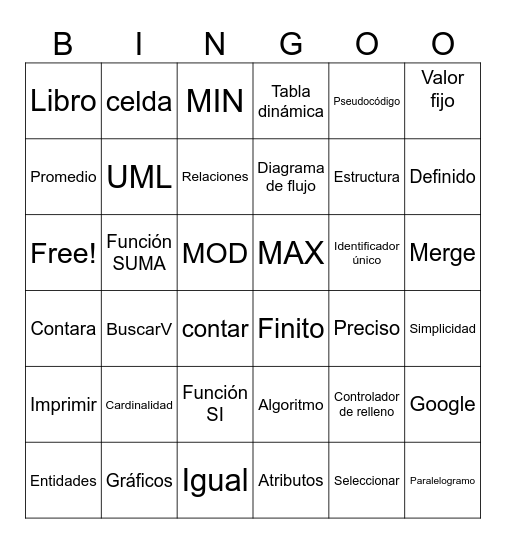 Bingo de definiciones Bingo Card