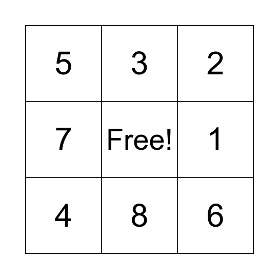 Farm Animal Bingo Card