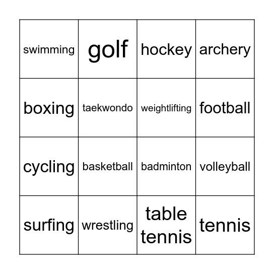 Summer Camp 2024 Bingo Card