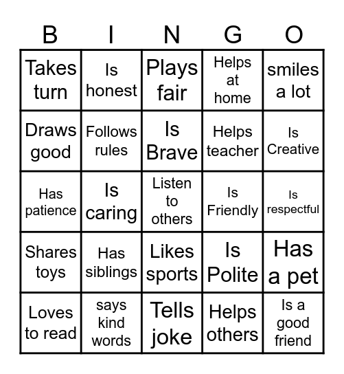 FRIENDSHIP BINGO Card