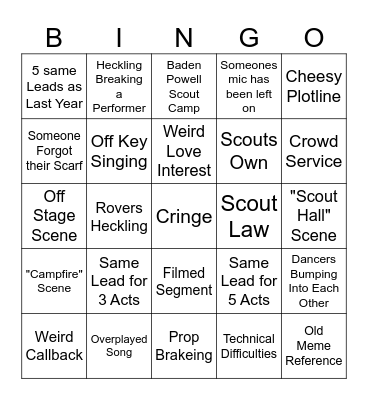 Gangshow Bingo Card