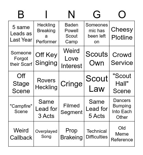 Gangshow Bingo Card