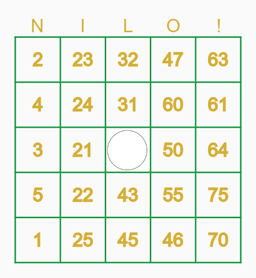 Name: (Employee's name) Bingo Card