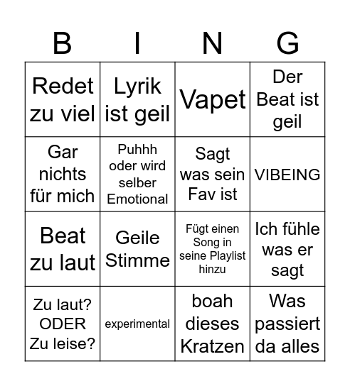 2Bough Bingo (edo album) Bingo Card