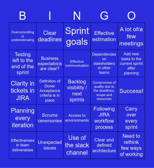 Retrospective Bingo Card