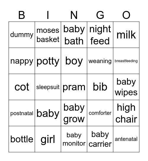 Random Words Bingo Card