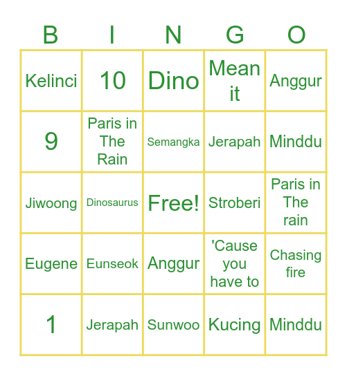 Antonsaur Bingo Card