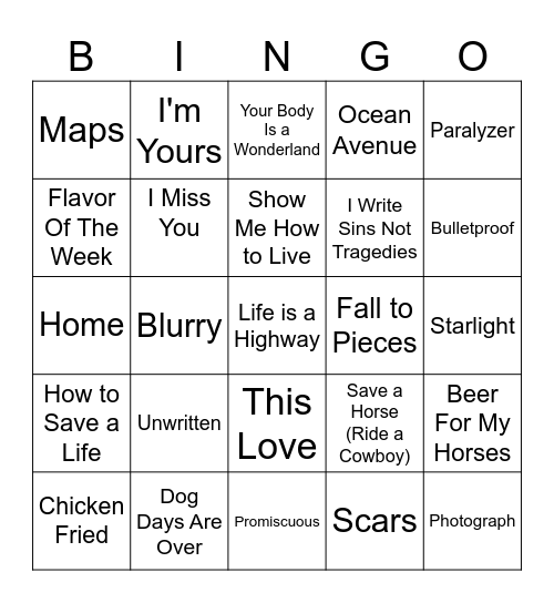 Five-0-Five Music Bingo - 2000s 2 Bingo Card