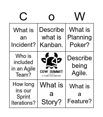 CoW Summit 2024 Bingo Card